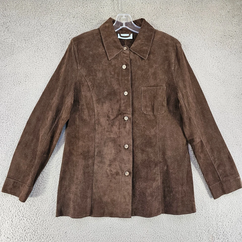 Chaqueta de cuero Marsh Landing para mujer pequeña manga larga botón delantero Foto 1 de 4