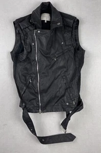 Pierre Balmain Mens Moto Denim Vest Black Size 34/48 Made In Italy - Picture 1 of 7