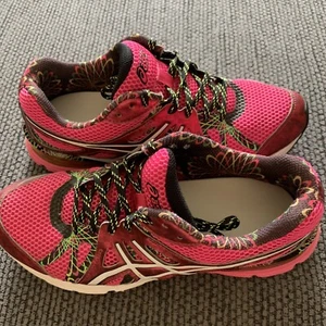 Womens Sz 9.5 ASICS Gel Preleus Athletic Running Shoes Pink & Green T480N - Picture 1 of 6