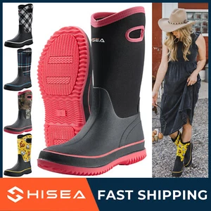 HISEA Women Rain Boot w/Pull On Handle Waterproof Insulated Garden Mud Work Boot - Picture 1 of 84