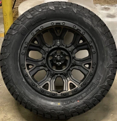 20x10 Fuel D824 Traction Black Wheels 33" AT Tires 8x170 Ford Excursion F350 - Image 1 of 3