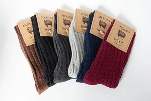 Merino Socks, 100% Merino Wool, Soft and Warm, Unisex Sizes, Medium Thick - Picture 1 of 26