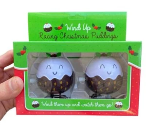 2pk Racing Christmas Puddings - What more can I say?  Hilarious Wind Up Toys - Picture 1 of 8