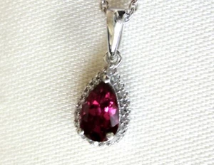 Weingranat & weißer Zirkon Anhänger und Kette, 925 Sterlingsilber, 1,18 Karat - Bild 1 von 4