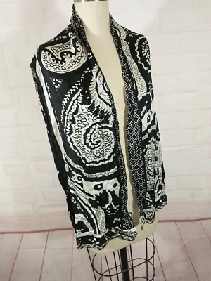 vintage anne klein silk scarf Black And White Rectangle - Image 1 of 4