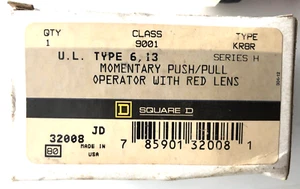 Square D Monentary Push/Pull Operator w/red lens 9001 KR8R Series H - Picture 1 of 3