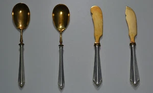 Cubiertos, plata 800, cuatro piezas, cuchillo para mantequilla, queso, 2 cucharas para servir, aprox. 270g - Imagen 1 de 12