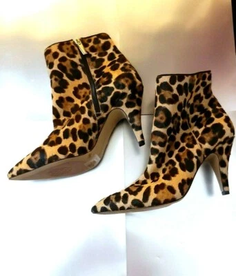 Vince Camuto Nandi2 Pointed Toe Hair Calf Leopard Stiletto Heel Ankle Boots Size - Image 1 of 4