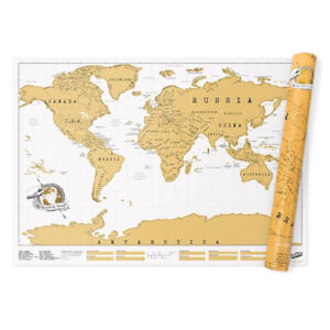 Luckies 82.5cm Scratch Off World Map Wall Hanging Travel Poster w/ Gold Foil
