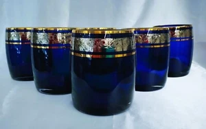 Crystalit Bohemia Czech Water, Whisky Blue Glas 250ml. mit Gold - 6 Stck. - Bild 1 von 3