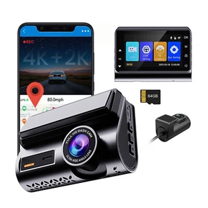 4K Dash Cam Front Rear 2K WiFi GPS Car Camera Recorder Super Night Vision DVR - Picture 1 of 10