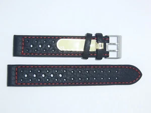 Modelo DI impermeable perforado 18 mm NEGRO rojo correa de reloj RALLYE WAPRO - Imagen 1 de 3