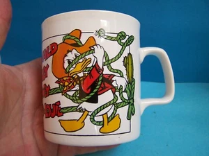Vintage Disney Donald Duck mug Daisy Huey Dewey Louie cowboy  VGC - Picture 1 of 8