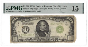 Fr 2210-H SCARCE 1928 $1000 Federal Reserve Note St. Louis LGS PMG FINE F 15 com - Picture 1 of 2