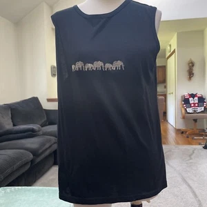 Tuli Spirit Of Africa Black Embroidered Elephant Tank Top Size XL - Picture 1 of 7