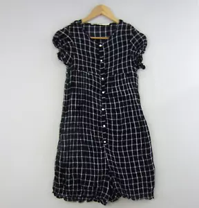 Zara Trafaluc Romper Womens Small 10 Blue White Checked Jumpsuit Playsuit - Picture 1 of 19