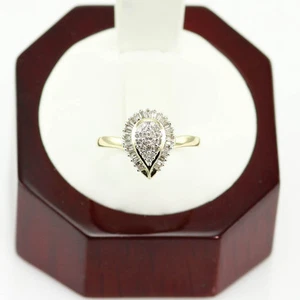 Ring 0,85 KT. DIAMANT VERLOBUNG JUBILÄUM BIRNENFORM 14 K GELBGOLD GRÖSSE US6 - Bild 1 von 6