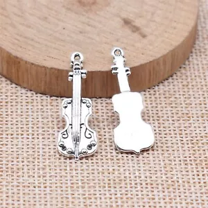 80 Pcs Tibetan Silver Violin Charms Pendant 31X11MM DIY Jewelry Making C15853 - Picture 1 of 3