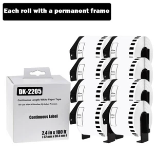 8Rolls 2-3/7”x100' Continuous Paper Shipping Label DK-2205 for Brother QL-570VM - Picture 1 of 11