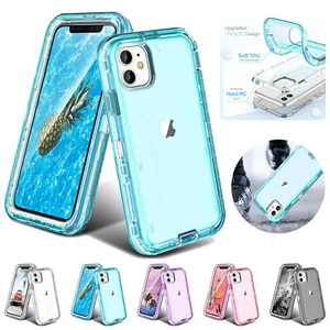 For iPhone 16 15 14 13 Pro Max 12 3in1 Clear Shockproof Bumper Phone Case Cover - Zdjęcie 1 z 36