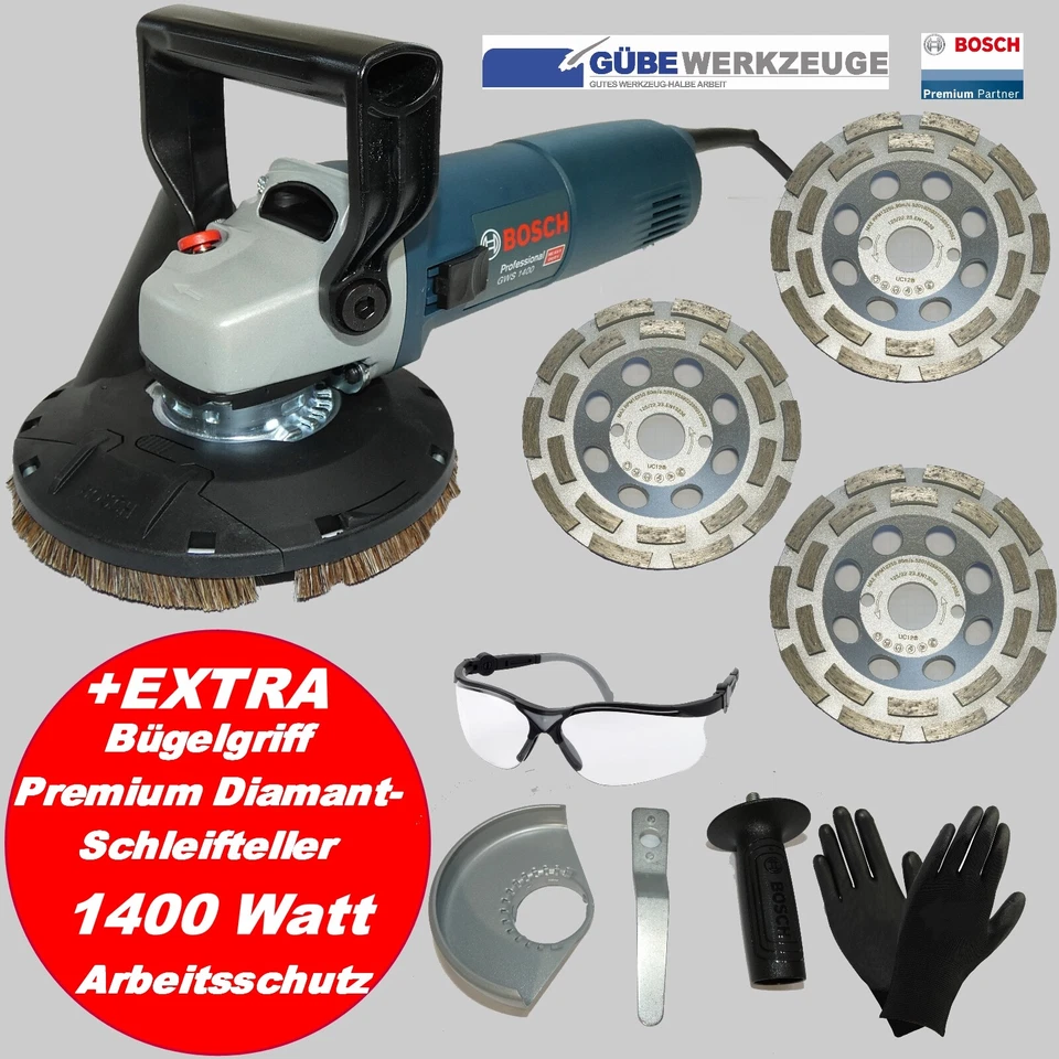 BETONSCHLEIFER SANIERUNGSFRÄSE  BOSCH WINKELSCHLEIFER SET 1400 W/125mm mit Bügel - Bild 1 von 3