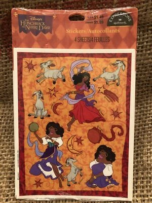 Vintage Hallmark Expressions Disney Hunchback Notre Dame Stickers 4 Pgs NIP New - Image 1 of 4