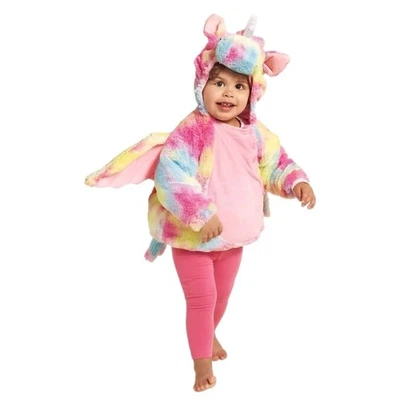 Baby Girls 6-12 Months Unicorn Costume Plush Rainbow Hooded Pullover Halloween - Image 1 of 4