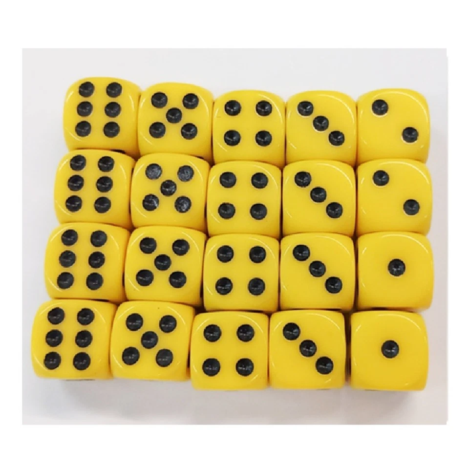Dice Opaque 16mm Yellow x 20 Dice - Image 1 of 1