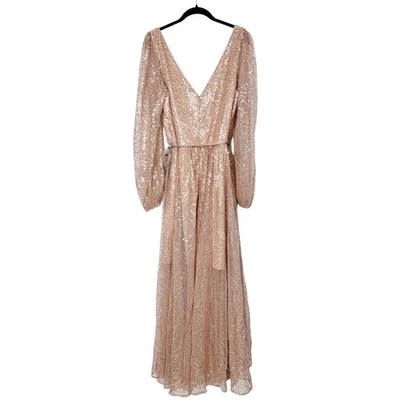 Maxi Vestido City Chic Luxe Noches Estrelladas Oro Rosa Lentejuelas Mangas Largas 16 Foto 1 de 4