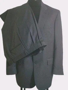 Jos A Bank 2 Piece Suit 43R Char Gray Herringbone Wool Plaided Pants Fit 36X29 - Picture 1 of 15