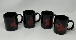 Neu im Karton - 4 Vintage 1990er Marlboro Mann Wilder Westen Cowboy Kaffeetassen 10 Unzen  - Bild 1 von 2