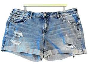 Pantalones cortos plateados para mujer Boyfriend con puños talla 20 azul envejecido denim - Imagen 1 de 19