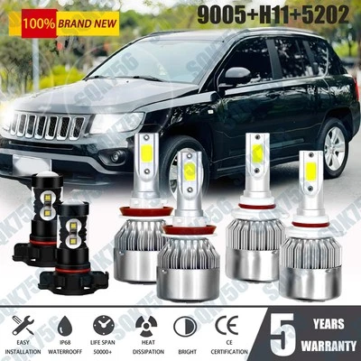 Combo de 6 faros delanteros LED altos/bajos para Jeep Compass 2011-2013 Foto 1 de 4