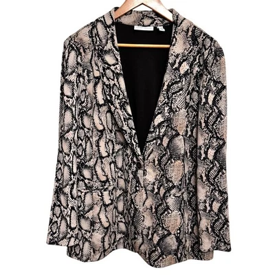 Susan Graver Snakeskin Blazer LP Animal Print Front Jacket Cardigan Stretch - Image 1 of 4