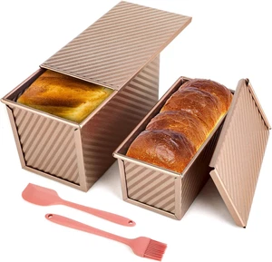 Set Di 2 Stampi per Pane in Cassetta Con Coperchio – Stampo Antiaderente per Pan - Foto 1 di 12
