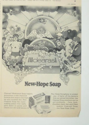 Jabón Clearasil New Hope anuncio impreso vintage limpieza de la piel medicada años 60 obras de arte Foto 1 de 2