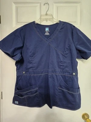 Blusa Médica ADAR Talla 2XL-Azul Marino con Costuras Blancas Cuello en V-Pecho 26"/L 28" Foto 1 de 4