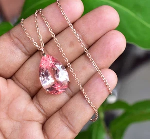 Seltener 30 kt natürlicher Padparadscha Saphir 925 Sterling Silber Anhänger zertifiziert - Bild 1 von 7