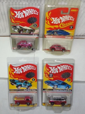 Hot Wheels Розовый Vw ЛОТ ТОВАРОВ x4 Beetle Deluxe Универсал Пляжная Бомба Пикап 2004 - Изображение 1 из 4
