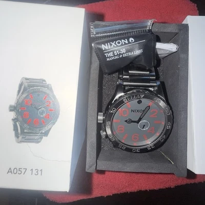 Nixon 51-30 Rare Gunmetal w/Red Numbers, Tide High Low, Model A057 131 - Image 1 of 4