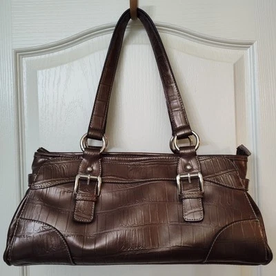 East 5 металлический медный/бронзовый тон кожи и искусственной двойной ручки сумочки Saks EUC - Изображение 1 из 4