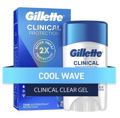 Men’s Gillette Clinical Antiperspirant Deodorant Clear Gel, Cool Wave, 1.6oz NEW - Image 1 of 4