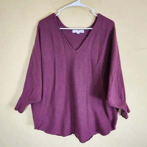 Adyson parker Sweater Womens Medium purple vneck Knit Bat Wing Dolman Relaxed - Picture 1 of 9