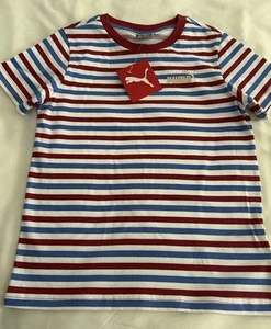 PUMA Kids Boy’s Short Sleeve Striped Tee Shirt 7-8 NWT - Picture 1 of 5