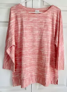 Chico's NWT Size 2 $55 Swimming Spacedye Boat Neck Dolman 3/4 Slv Tee Top Melon - Picture 1 of 1