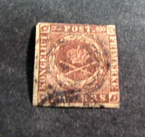 Denmark Stamp  Scott# 2 Royal Emblems 1851 Used H332 - Picture 1 of 2