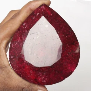 Piedra Preciosa Suelta Rubí Rojo Corte de Pera Natural Grande 1300 quilates Rojo Facetado FJ-938 - Imagen 1 de 4