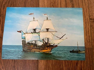 Mayflower II costruito a Brixham Plymouth Massachusetts cartolina d'epoca grande - Foto 1 di 6