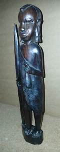 handgeschnitzte Figur aus Ebenholz - Masai Krieger mit Speer 34 cm hoch Afrika - Bild 1 von 7