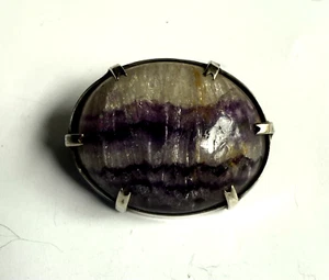 VINTAGE ANTIQUE ART DECO FINE SILVER BLUE JOHN BROOCH PIN - Picture 1 of 4